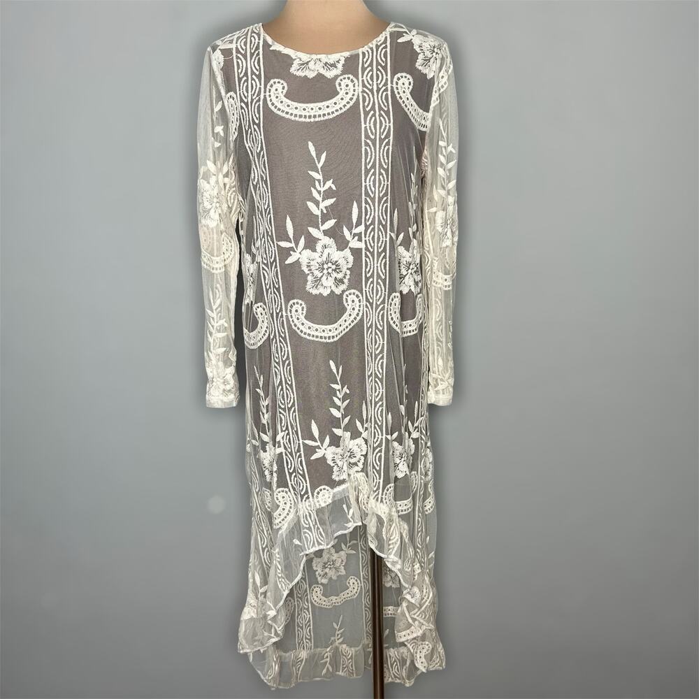 L&B Lucky & Blessed Dress Medium Womens Lace High Low Cowgirl Western Bohemian